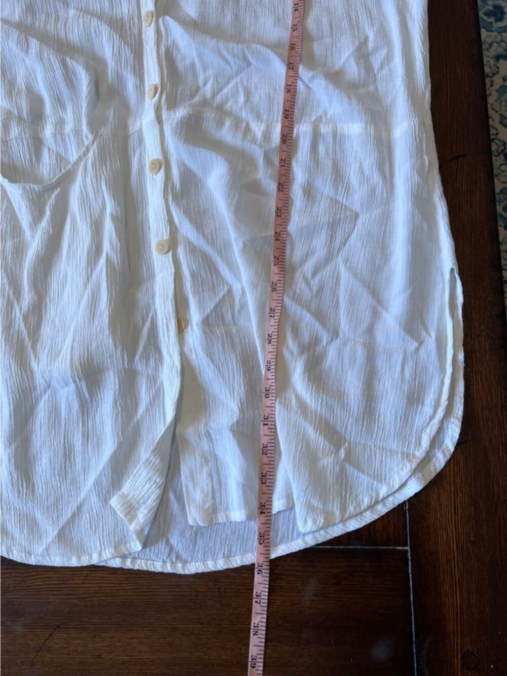Flax White Shirt Cover Up Button Front Long Sleeve Oversized Crinkle Gauze - Picture 8 of 8